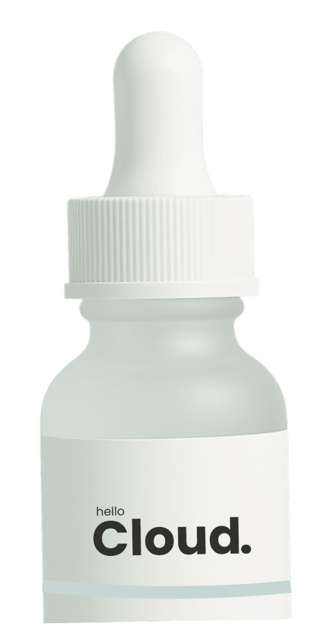 HelloCloud serum bottle - clean white bottle with dropper